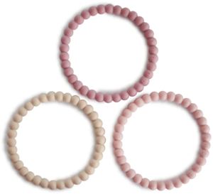 Mushie SILICONE BRACELET(3pack)linen/peony/pale pink