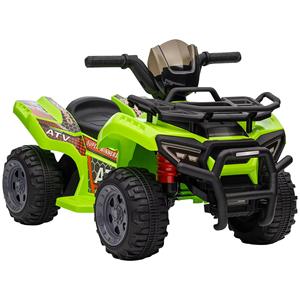 HOMCOM  Mini Elektro-Quad Kinder Elektro ATV Kinderwagen LED Frontlicht Kinderfahrzeug Kindermotorrad für 18-36 Monate Kinder Metall Grün