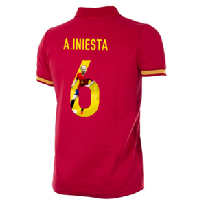 Sportus.nl Spanje Retro Voetbalshirt 1988 + A. Iniesta 6 (Photo Style)