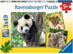 Ravensburger Panda, Tijger en Leeuw Puzzel (3x49 stukjes)