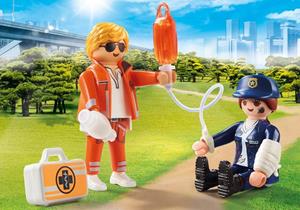 Playset Playmobil Duo Pack Doctor Polizei 70823 (11 Pcs)