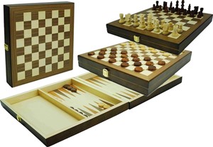 HOT Games Schaak-Dam-Backgammon Cassette 29x29cm