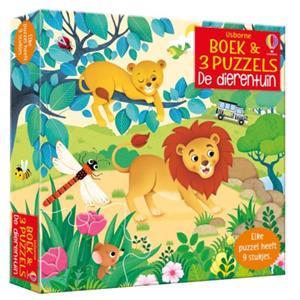 Boek & 3 Puzzels De Dierentuin