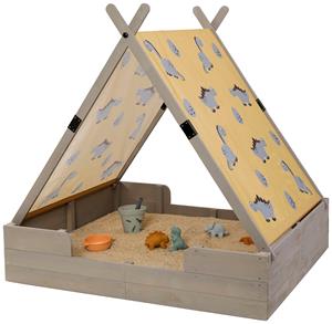 MUDDY BUDDY Zandbak met tent Dino Lover warm grijs