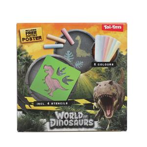World Of Dinosaurs Stoepkrijtset Met 4 Sjablonen