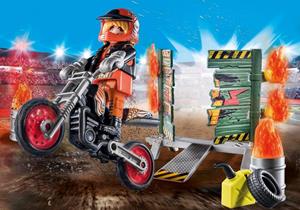 PLAYMOBIL Konstruktionsspielzeug Stuntshow Starter Pack Stuntshow Motorrad mit Feuerwand