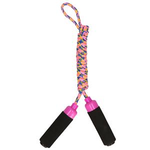 Kids Fun Springtouw speelgoed met Foam handvat - roze touw - 210 cm - buitenspeelgoed -