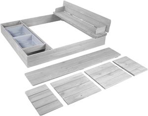 roba Sandkasten "Outdoor+", wetterfestes Massivholz, mit aufklappbarer Sitzbank und 2 Spielwannen