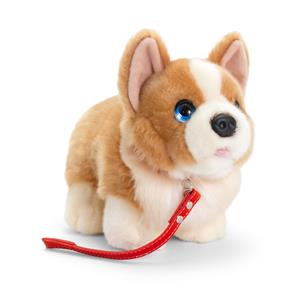 Keel Toys Pluche knuffel dier corgi hond aan lijn 30 cm -