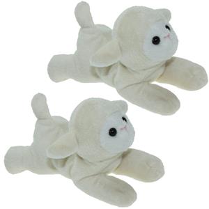 Set van 2x stuks pluche knuffel dieren Schaap/lammetje van 17 cm -