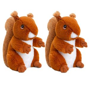 2x stuks pluche knuffel dier rode eekhoorn 18 cm -