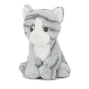 Pluche grijze poes/kat knuffel zittend 18 cm speelgoed -