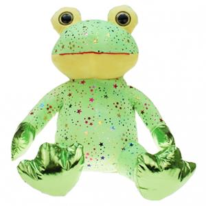 Pluche groene kikker knuffel met glitters 30 cm speelgoed -