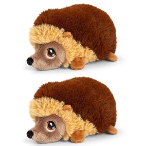 Keel Toys 2x stuks pluche knuffel dier egel 18 cm -
