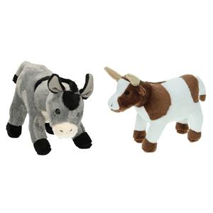 Pluche knuffel boerderijdieren set Koe en Ezel van 22 cm -