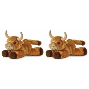 Aurora Set van 2x stuks pluche stieren/koeien knuffel 20 cm -