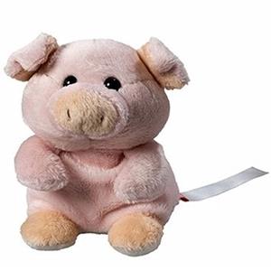 MBW Pluche varken/big knuffel 11 cm met beschrijfbaar label -