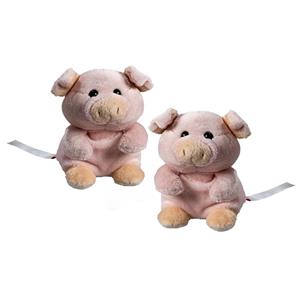 4x stuks pluche varken/big knuffel 11 cm met beschrijfbaar label -