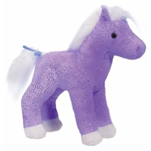 Pluche paard paars met glitters 18 cm -