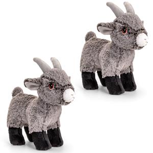 Setje van 2x Keel Toys knuffel boerderij dieren geit/bok van 20 cm - Knuffel boederijdieren