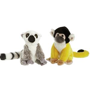 Nature Planet Apen serie zachte pluche knuffels 2x stuks - Maki aap en Squirrel aap van 18 cm -