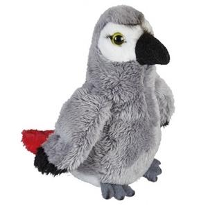 Ravensden Pluche grijze roodstaartpapegaai knuffel 15 cm speelgoed -