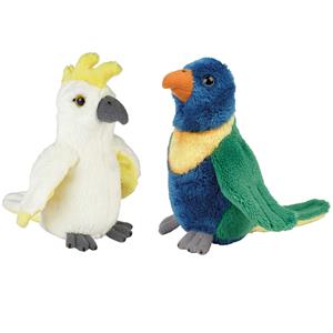 Ravensden Tropische vogels pluche knuffels 2x stuks - Kaketoe en Lori Parkiet van 15 cm -