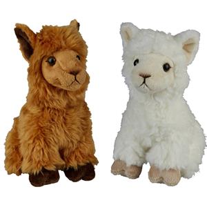 Knuffeldieren set alpaca en lama pluche knuffels 18 cm -
