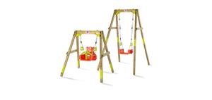 plum Mitwachsende Holzschaukel, Outdoor-Einzelschaukel für Babys und Kleinkinder, Schaukelseile höhenverstellbar, natur