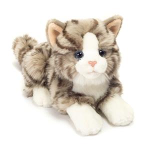 Teddy HERMANN Katze liegend grau, 20 cm