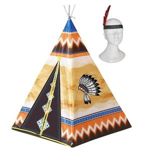 Speelgoed indianen wigwam tipi tent 130 cm inclusief indianentooi -