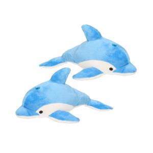2x stuks pluche blauwe dolfijn knuffel 33 cm -