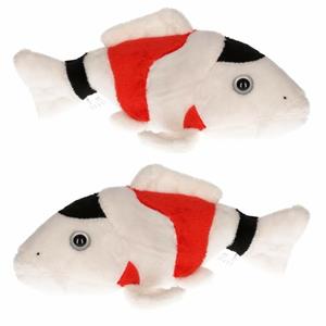 2x stuks pluche vissen knuffel koi karper 22 cm -