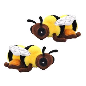 Pluche knuffel dieren Eco series - 2x honingbij - zwart/geel - 30 cm -