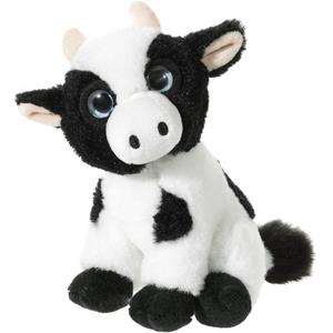 Zwart met witte pluche koe/koeien knuffels 14 cm -