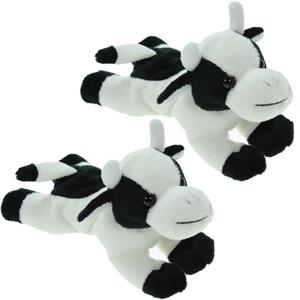 Set van 2x stuks pluche knuffel dieren Koe van 19 cm -