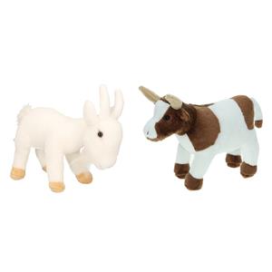 Cornelissen Pluche knuffel boerderijdieren set Koe en Geit van 22 cm -