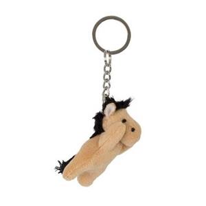 Pluche lichtbruin paarden knuffel sleutelhanger 6 cm -