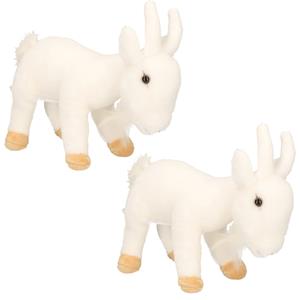 2x stuks witte pluche geit knuffel 22 cm -