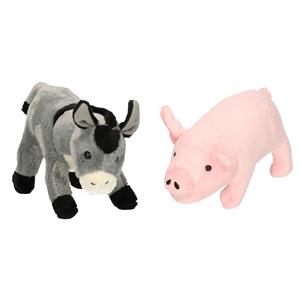 Cornelissen Pluche knuffel boerderijdieren set Ezel en Varken van 21 cm -