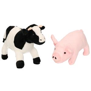 Cornelissen Pluche knuffel boerderijdieren set Koe en Varken van 22 cm -