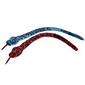 Pluche knuffel dieren set 2x Slangen blauw en rood van 100 cm -