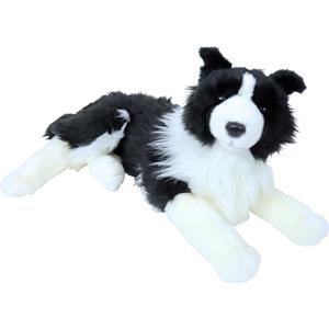 Grote pluche zwart/witte Border Collie hond liggend knuffel 53 cm speelgoed -