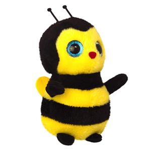 Bijen knuffel - geel zwart - pluche - 17 x 5 cm -