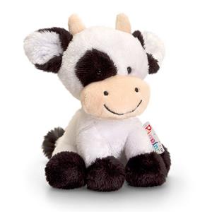 zwart/witte pluche koe/koeien knuffel 14 cm -