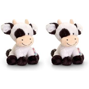 Pluche koe/koeien knuffels zusjes Berta en Clara 14 cm -