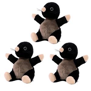 3x stuks pluche mol knuffel 14 cm -