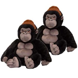 Keel Toys 2x stuks pluche gorilla aap knuffel van 20 cm -