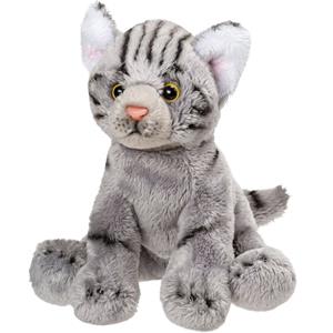 Suki Gifts Pluche grijze poes/kat knuffel zittend 12 cm -