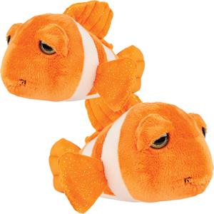 Suki Gifts pluche Clownvissen knuffeldier set - cute eyes - oranje - 25 en 15 cm -